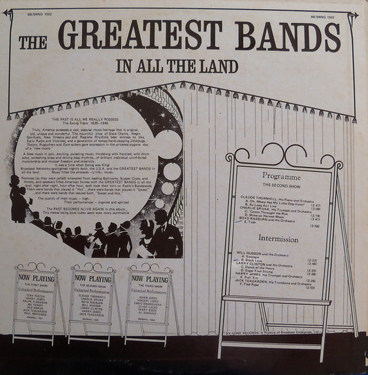 Various - The Greatest Bands In All The Land - The Second Show vinyl record, LP (Mint (M)) | Lulo Records