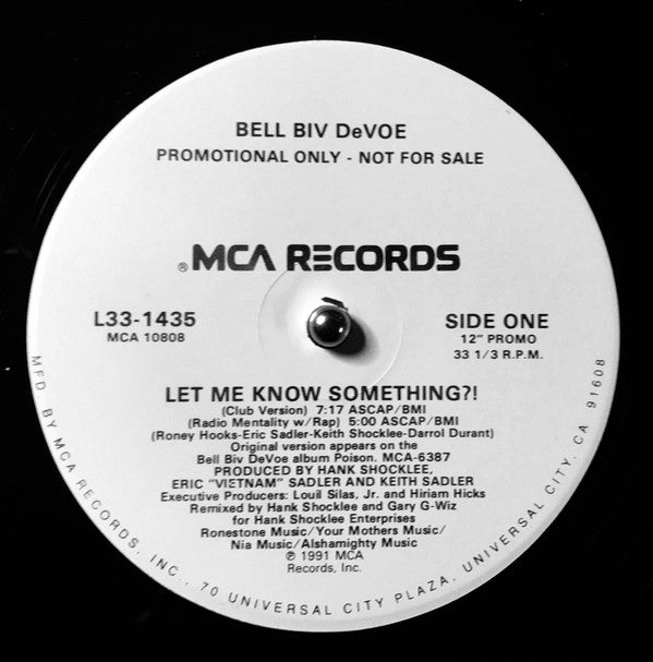 Bell Biv Devoe : Let Me Know Something?! (12", Single, Promo)