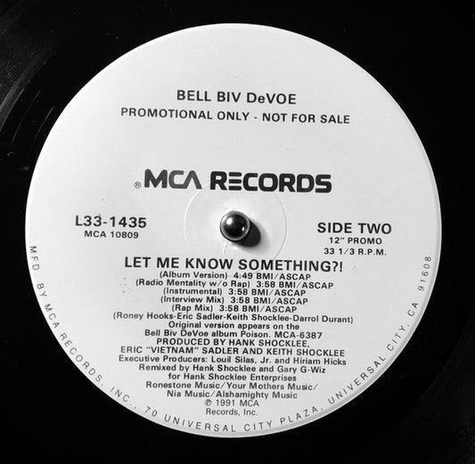 Bell Biv Devoe - Let Me Know Something?! vinyl record, 12" (Very Good Plus (VG+)) | Lulo Records
