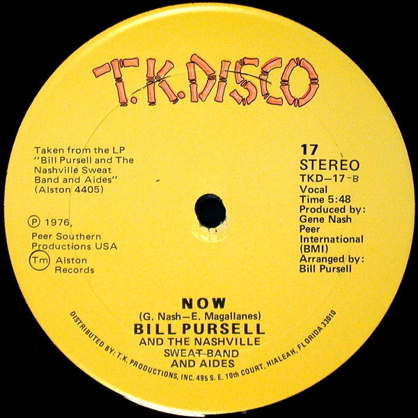 Bill Pursell And The Nashville Sweat Band And Aides : Bump Me Baby (El Cumbanchero) / Now (12")