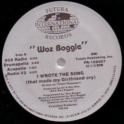 Woz Boggle : I Wrote The Song (That Made My Girlfriend Cry) (12")