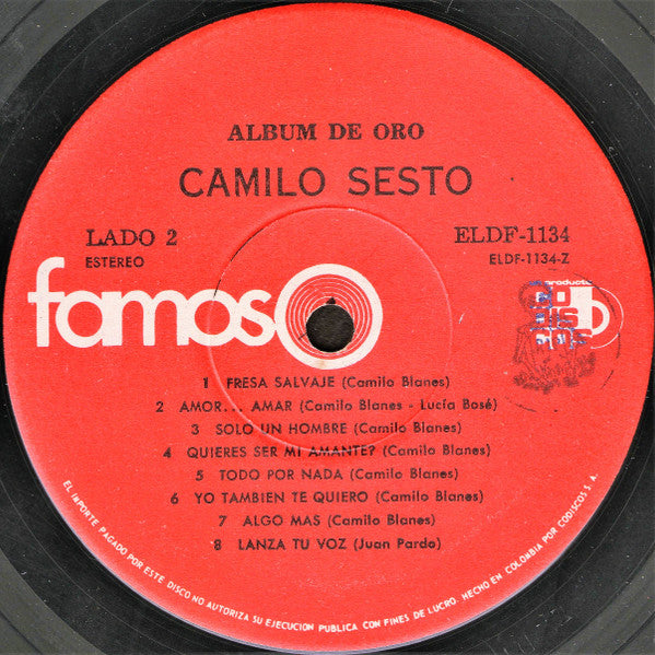 Camilo Sesto : Album De Oro (LP, Comp)