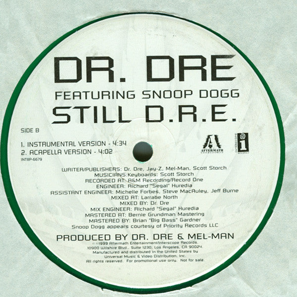 Dr. Dre Featuring Snoop Dogg : Still D.R.E. (12", Promo, Gre)