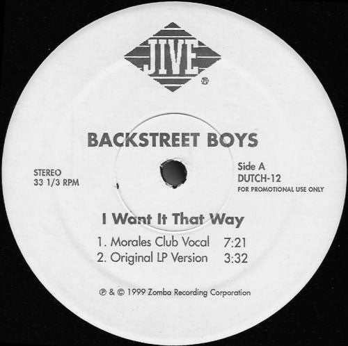 Backstreet Boys : I Want It That Way (2x12", Promo)