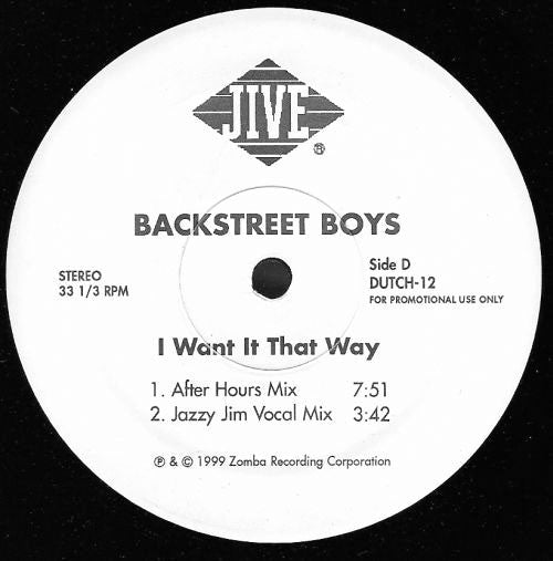 Backstreet Boys : I Want It That Way (2x12", Promo)