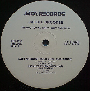 Jacqui Brookes : Lost Without Your Love (12", Promo)