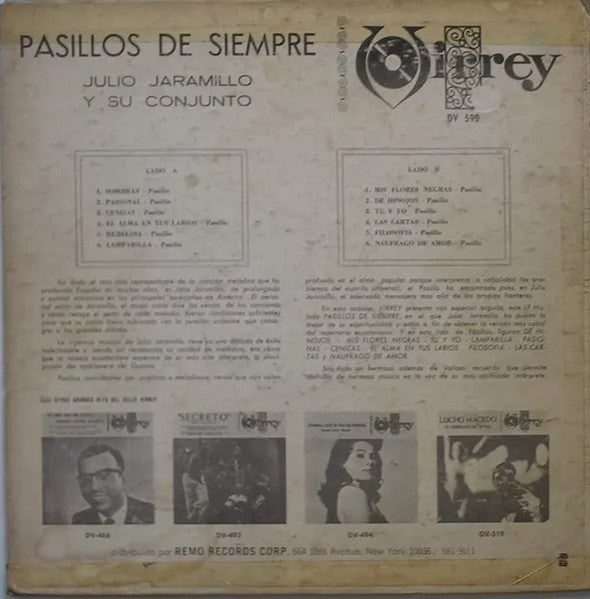 Julio Jaramillo : Pasillos De Siempre (LP, Comp)
