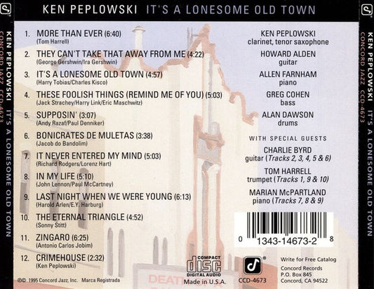 Ken Peplowski - It's A Lonesome Old Town vinyl record, CD (Mint (M)) | Lulo Records