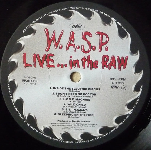 W.A.S.P. : Live... In The Raw (LP, Album)
