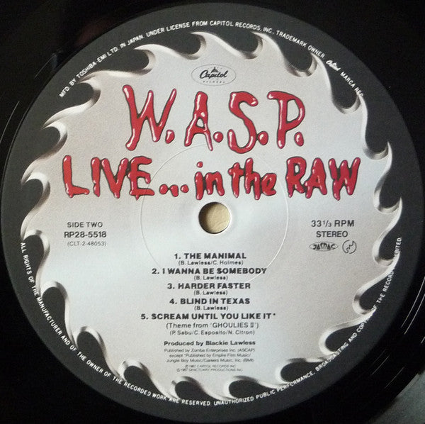 W.A.S.P. : Live... In The Raw (LP, Album)