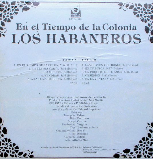 El Grupo Habanero De Curacao : En El Tiempo De La Colonia (LP, Album)
