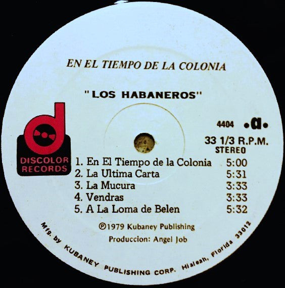 El Grupo Habanero De Curacao : En El Tiempo De La Colonia (LP, Album)