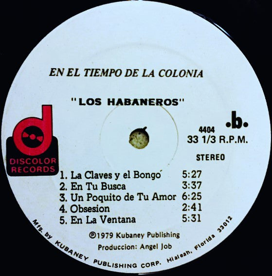 El Grupo Habanero De Curacao : En El Tiempo De La Colonia (LP, Album)