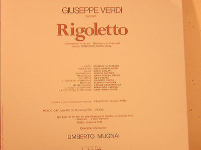 Giuseppe Verdi - Maria Callas, Giuseppe di Stefano, Piero Campolonghi, Umberto Mugnai, Orquesta Del Palacio de Bellas Artes De México E Coro Del Palacio De Bellas Artes De Mexico - Rigoletto vinyl record, 3xLP (Near Mint (NM or M-)) | Lulo Records
