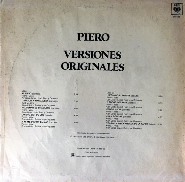 Piero (7) : Versiones Originales (LP, Comp)