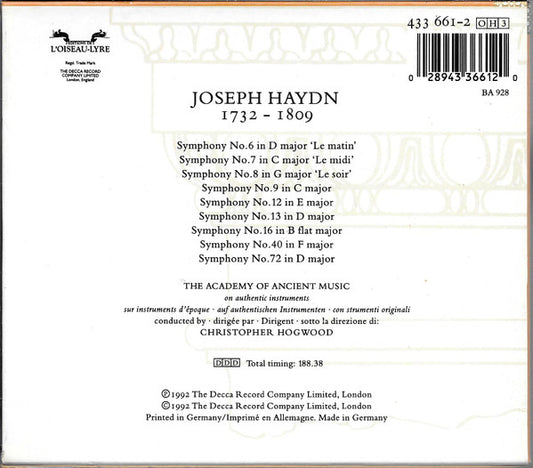 Joseph Haydn - The Academy Of Ancient Music, Christopher Hogwood - Symphonies 1761-63 / 6 7 8 9 12 13 16 40 72 / Volume 3 vinyl record, 3xCD (Near Mint (NM or M-)) | Lulo Records