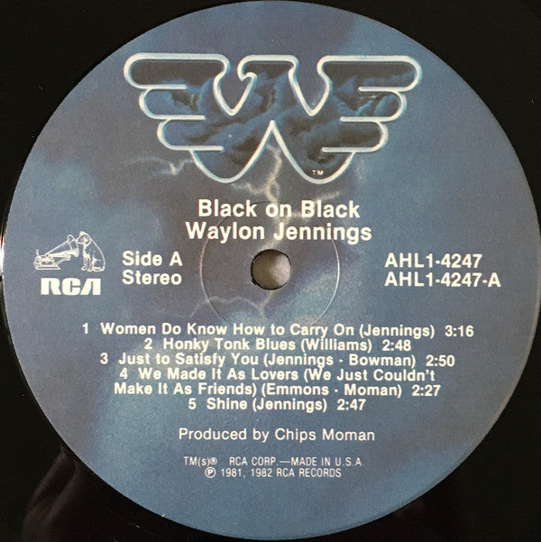 Waylon Jennings : Black On Black (LP, Album, Cus)