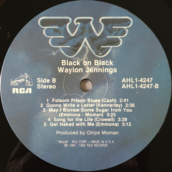 Waylon Jennings : Black On Black (LP, Album, Cus)