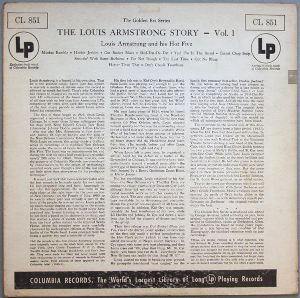 Louis Armstrong & His Hot Five : The Louis Armstrong Story (Volume 1) (LP, Album, Comp, Mono, RE)