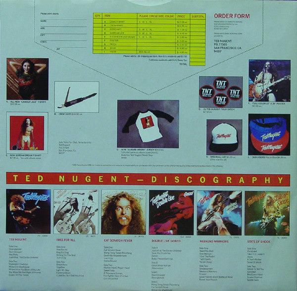Ted Nugent : Scream Dream (LP, Album, San)