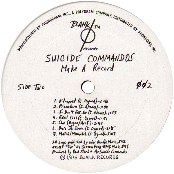 The Suicide Commandos : Make A Record (LP, Album)