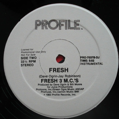 Fresh 3 MC's : Fresh (12", Promo)