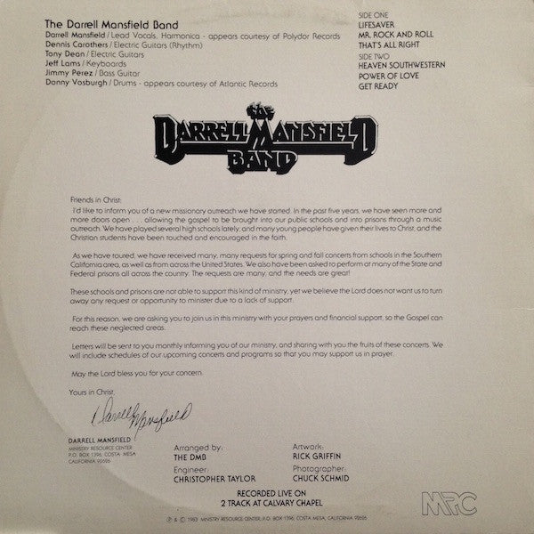 Darrell Mansfield Band : Live (LP, Album)