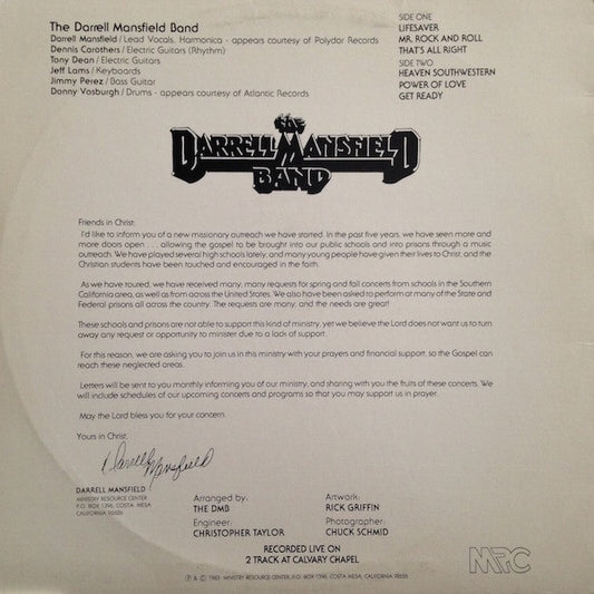 Darrell Mansfield Band : Live (LP, Album)