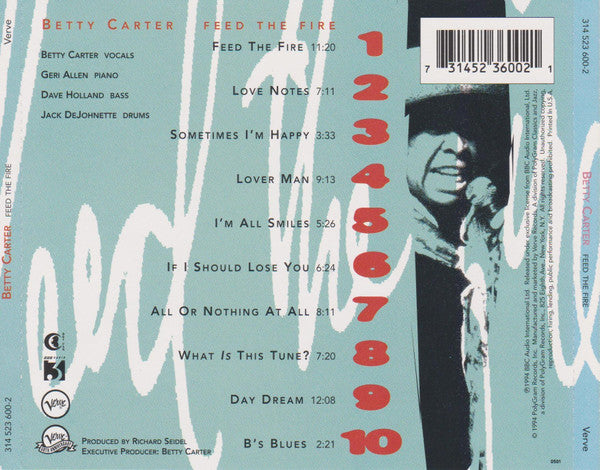 Betty Carter : Feed The Fire (CD, Album)