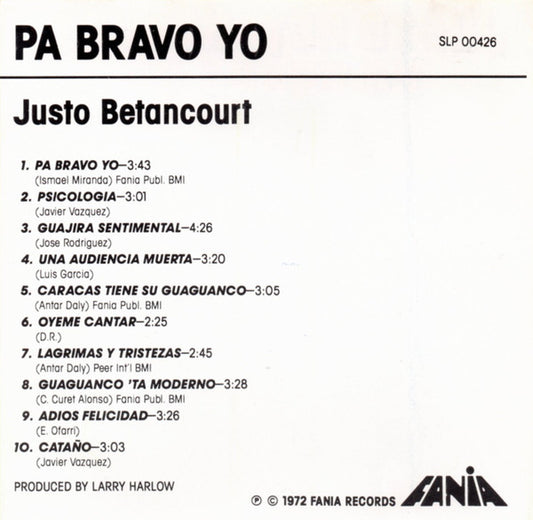 Justo Betancourt : Pa Bravo Yo (CD, Album)