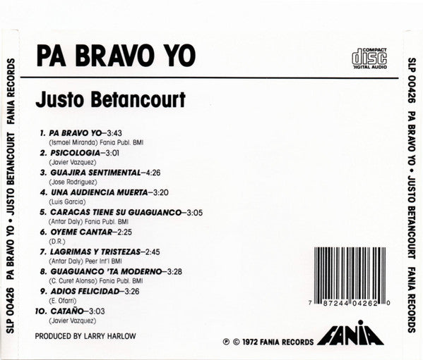 Justo Betancourt : Pa Bravo Yo (CD, Album)