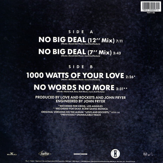 Love And Rockets : No Big Deal (12", Single)