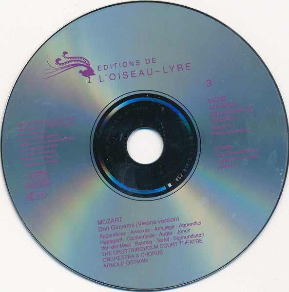Wolfgang Amadeus Mozart, Håkan Hagegård, Arleen Auger, Gilles Cachemaille, Della Jones, Barbara Bonney, Nico Van Der Meel, Bryn Terfel, Kristinn Sigmundsson, Chorus And Orchestra Of The Drottningholm Court Theatre, Arnold Östman : Don Giovanni (3xCD)
