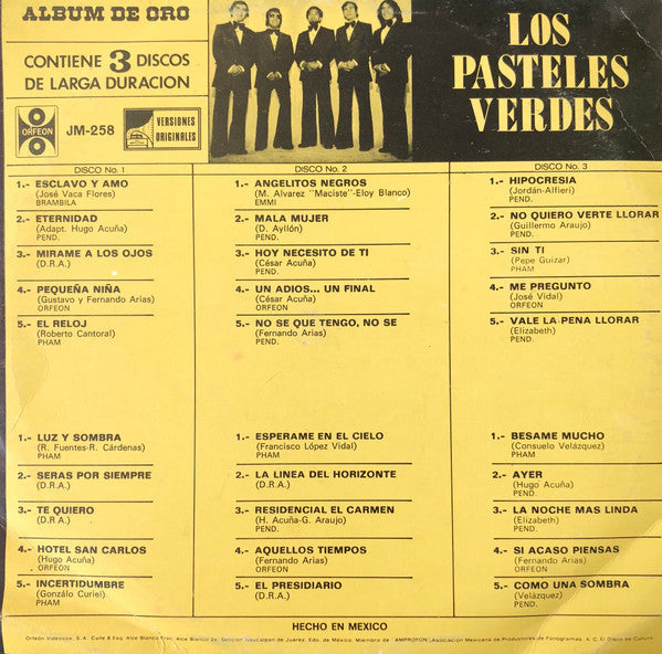 Los Pasteles Verdes : Joya Musical En 30 Éxitos Originales De Los Pasteles Verdes (3xLP, Comp, Tra)