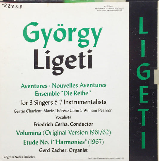 György Ligeti : Aventures - Nouvelles Aventures / Volumina / Etude No. 1 "Harmonies" (LP)