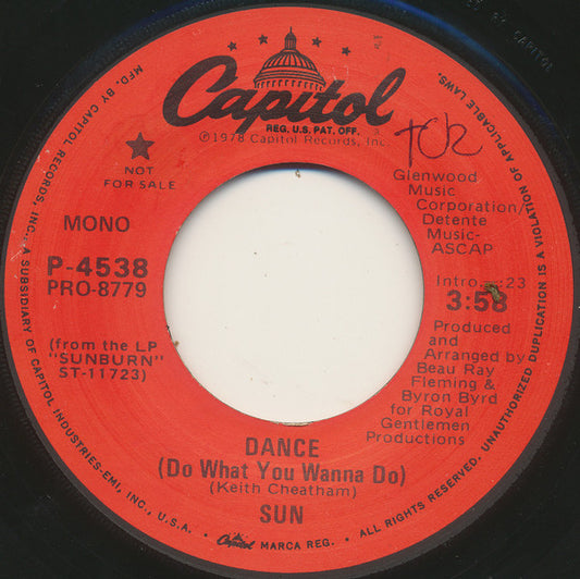 Sun - Dance (Do What You Wanna Do) vinyl record, 7" (Very Good Plus (VG+)) | Lulo Records