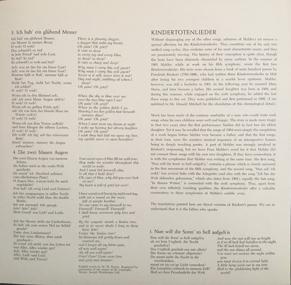 Gustav Mahler - Christa Ludwig : Lieder Eines Fahrenden Gesellen / Kindertotenlieder (LP, Album)