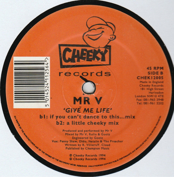 Mr. V : Give Me Life (12", Single)