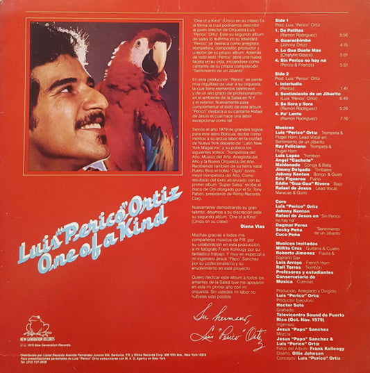 Luis "Perico" Ortiz Vocal: Rafael de Jesus : One Of A Kind (LP, Album)
