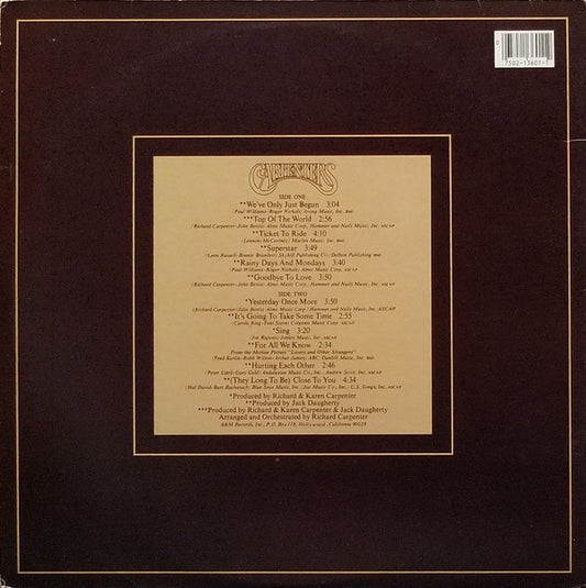 Carpenters : The Singles 1969-1973 (LP, Album, Comp, RE, Ind)