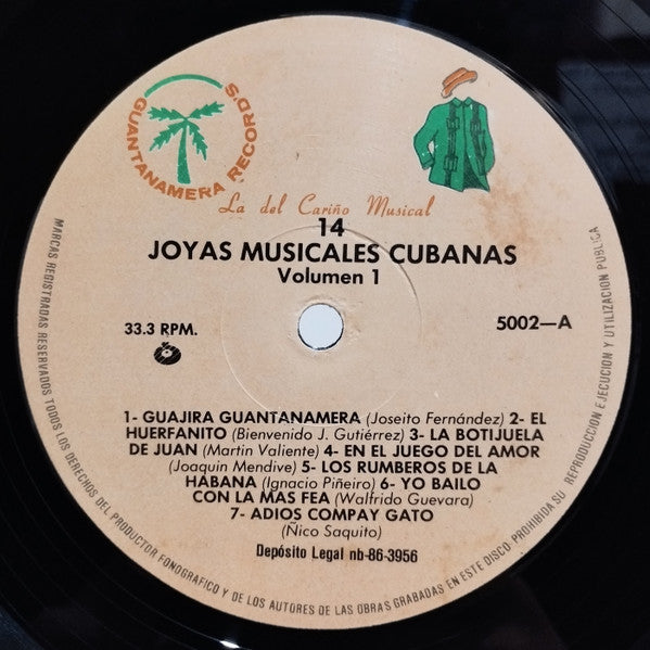 Various : 14 Joyas Musicales Cubanas - Volúmen 1 (LP, Comp)