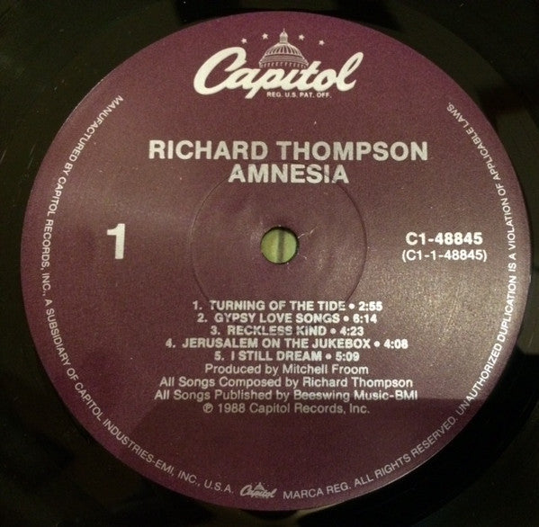 Richard Thompson : Amnesia (LP, Album, SRC)