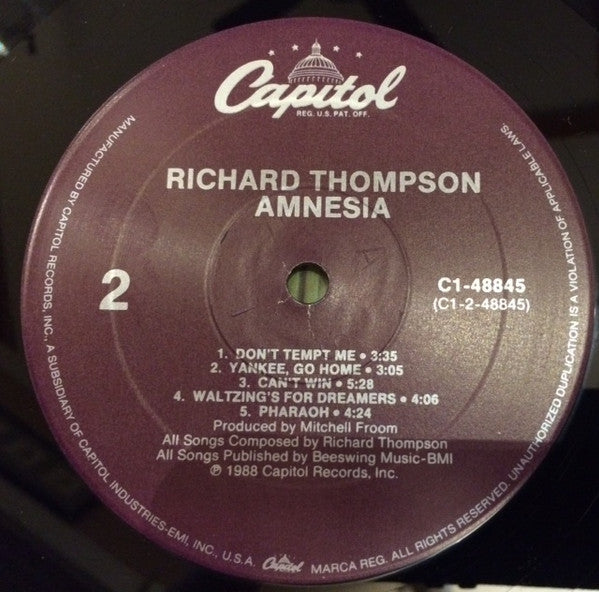 Richard Thompson : Amnesia (LP, Album, SRC)