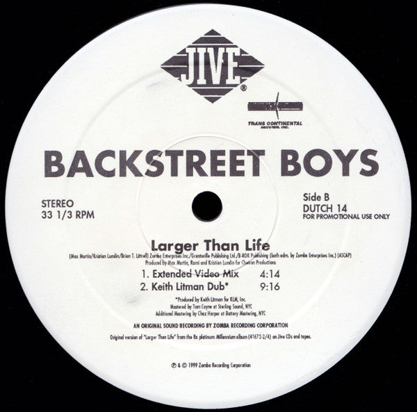 Backstreet Boys : Larger Than Life (2x12", Promo)