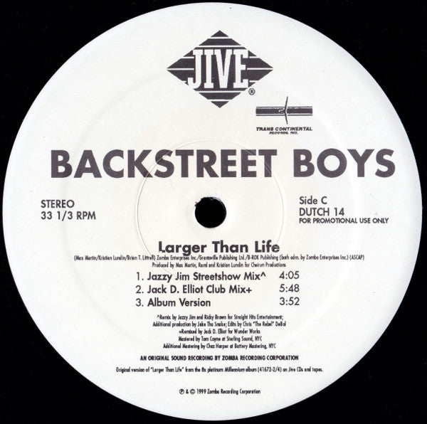 Backstreet Boys : Larger Than Life (2x12", Promo)