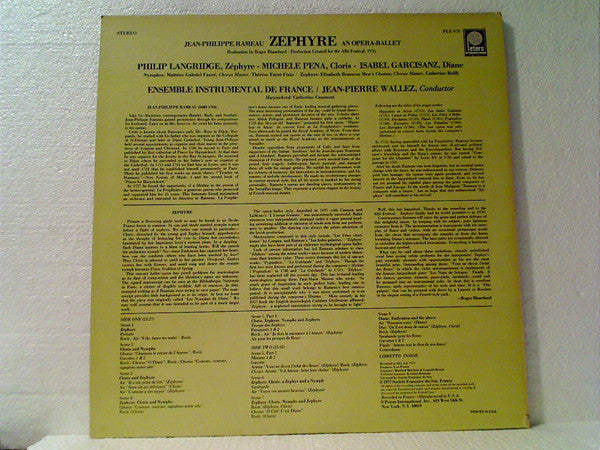 Jean-Philippe Rameau - Philip Langridge • Michèle Pena • Isabel Garcisanz, Ensemble Instrumental De France Dir. Jean-Pierre Wallez : Zephyre (LP, Album, Gat)