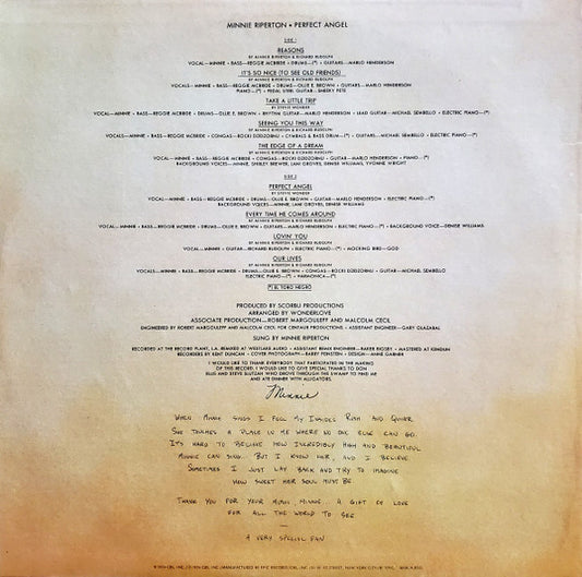 Minnie Riperton : Perfect Angel (LP, Album, Ter)