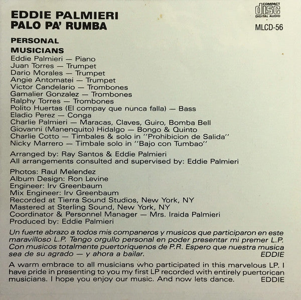 Eddie Palmieri : Palo Pá Rumba (CD, Album, RE)