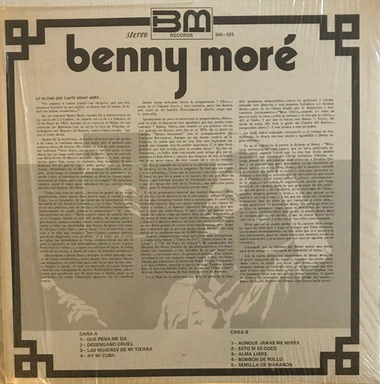 Beny Moré - Lo Último Que Cantó Benny Moré vinyl record, LP (Near Mint (NM or M-)) | Lulo Records