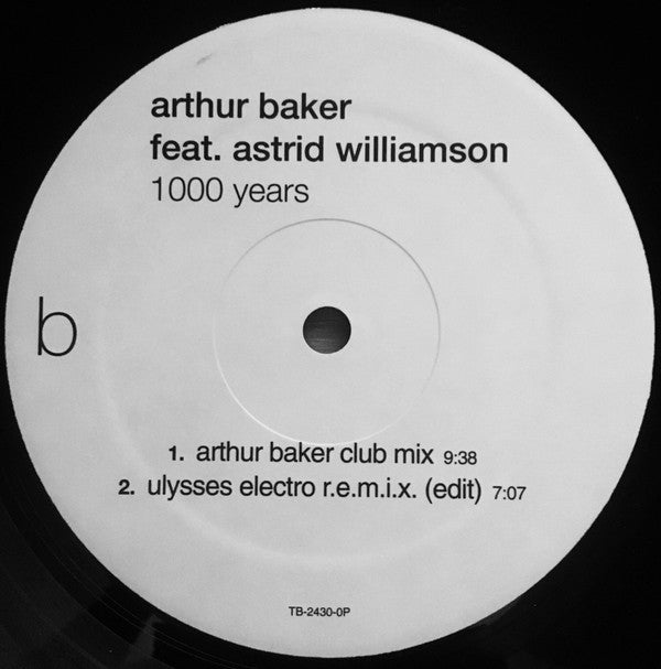 Arthur Baker Feat. Astrid Williamson : 1000 Years (12", Promo)